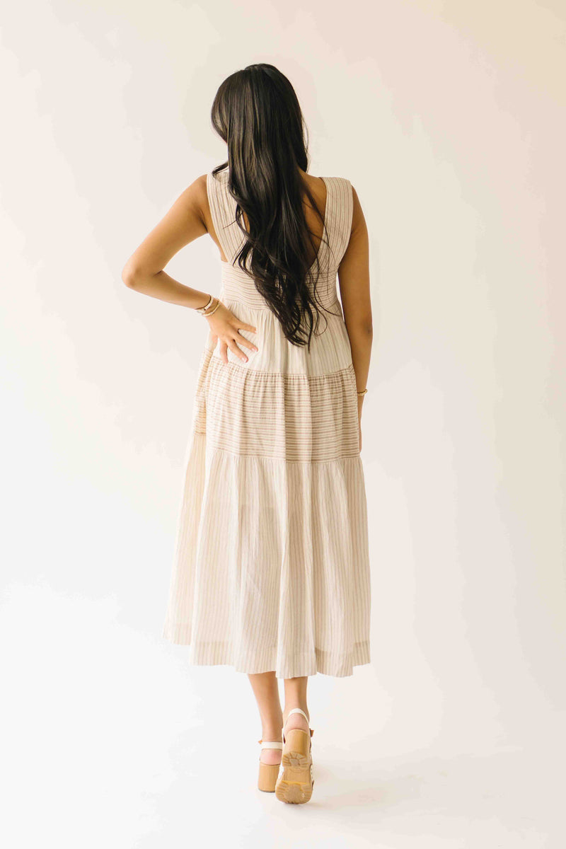 The Winslet Striped Maxi Dress in Beige