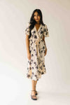 The Tressa Embroidered Detail Midi Dress in Cream + Black