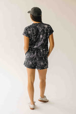 The Rita Floral Ribbed Tee in Black
