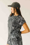 The Rita Floral Ribbed Tee in Black