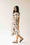 The Tressa Embroidered Detail Midi Dress in Cream + Black