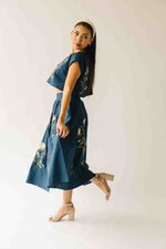 The Rochelle Floral Shirt + Skirt Set in Navy