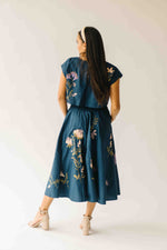 The Rochelle Floral Shirt + Skirt Set in Navy