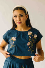 The Rochelle Floral Shirt + Skirt Set in Navy