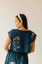The Rochelle Floral Shirt + Skirt Set in Navy