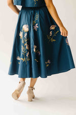 The Rochelle Floral Shirt + Skirt Set in Navy
