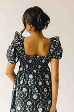The Dinisha Square Neck Floral Maxi Dress in Black