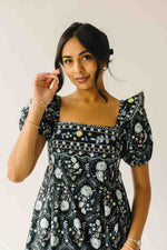 The Dinisha Square Neck Floral Maxi Dress in Black