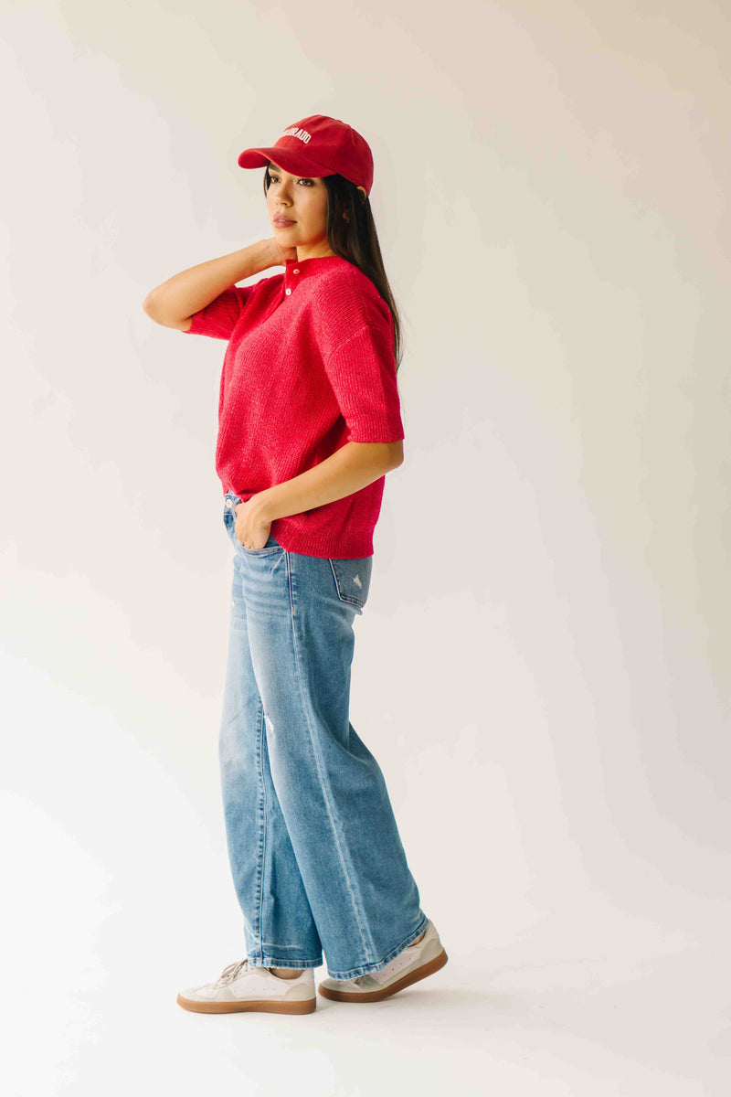 The Larson Mid Rise Wide Leg Jean in Medium Blue
