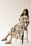 The Tressa Embroidered Detail Midi Dress in Cream + Black