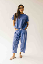 The Andy Washed Short Sleeve + Pleated Pant Set in Slate Blue