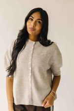 The Joanna Ribbed Short-Sleeved Cardigan in Oatmeal