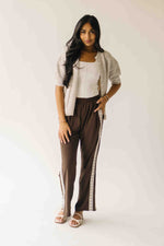 The Joanna Ribbed Short-Sleeved Cardigan in Oatmeal