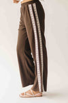 The Verona Lace Trimmed Track Pant in Brown