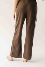 The Verona Lace Trimmed Track Pant in Brown