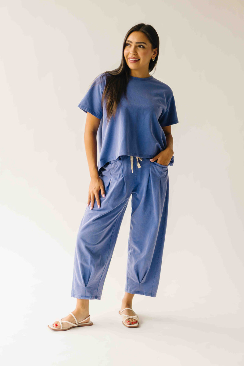 The Andy Washed Short Sleeve + Pleated Pant Set in Slate Blue