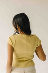 The Lyra Ribbed Button-Up Blouse in Butter Yellow