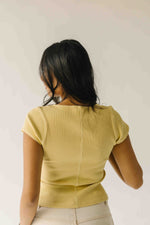 The Lyra Ribbed Button-Up Blouse in Butter Yellow