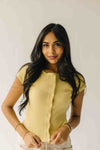 The Lyra Ribbed Button-Up Blouse in Butter Yellow