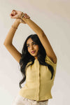 The Lyra Ribbed Button-Up Blouse in Butter Yellow