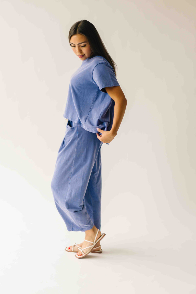 The Andy Washed Short Sleeve + Pleated Pant Set in Slate Blue