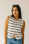 The Stadler Button-Up Sweater in Black + White Stripe