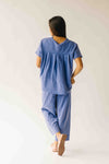 The Andy Washed Short Sleeve + Pleated Pant Set in Slate Blue