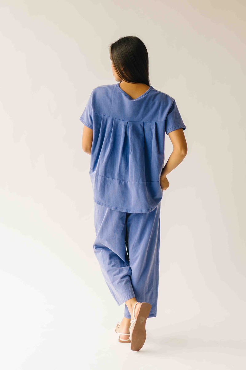 The Andy Washed Short Sleeve + Pleated Pant Set in Slate Blue