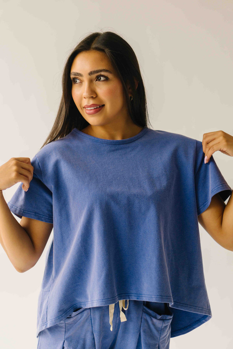 The Andy Washed Short Sleeve + Pleated Pant Set in Slate Blue