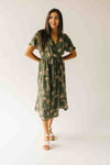 The Tressa Embroidered Detail Midi Dress in Olive