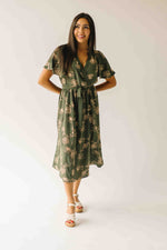 The Tressa Embroidered Detail Midi Dress in Olive