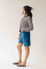 The Riggs Button-Down Sweater in Ivory + Charcoal Mini Stripe