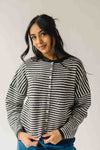 The Riggs Button-Down Sweater in Ivory + Charcoal Mini Stripe