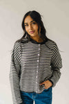 The Riggs Button-Down Sweater in Ivory + Charcoal Mini Stripe