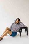 The Riggs Button-Down Sweater in Ivory + Charcoal Mini Stripe