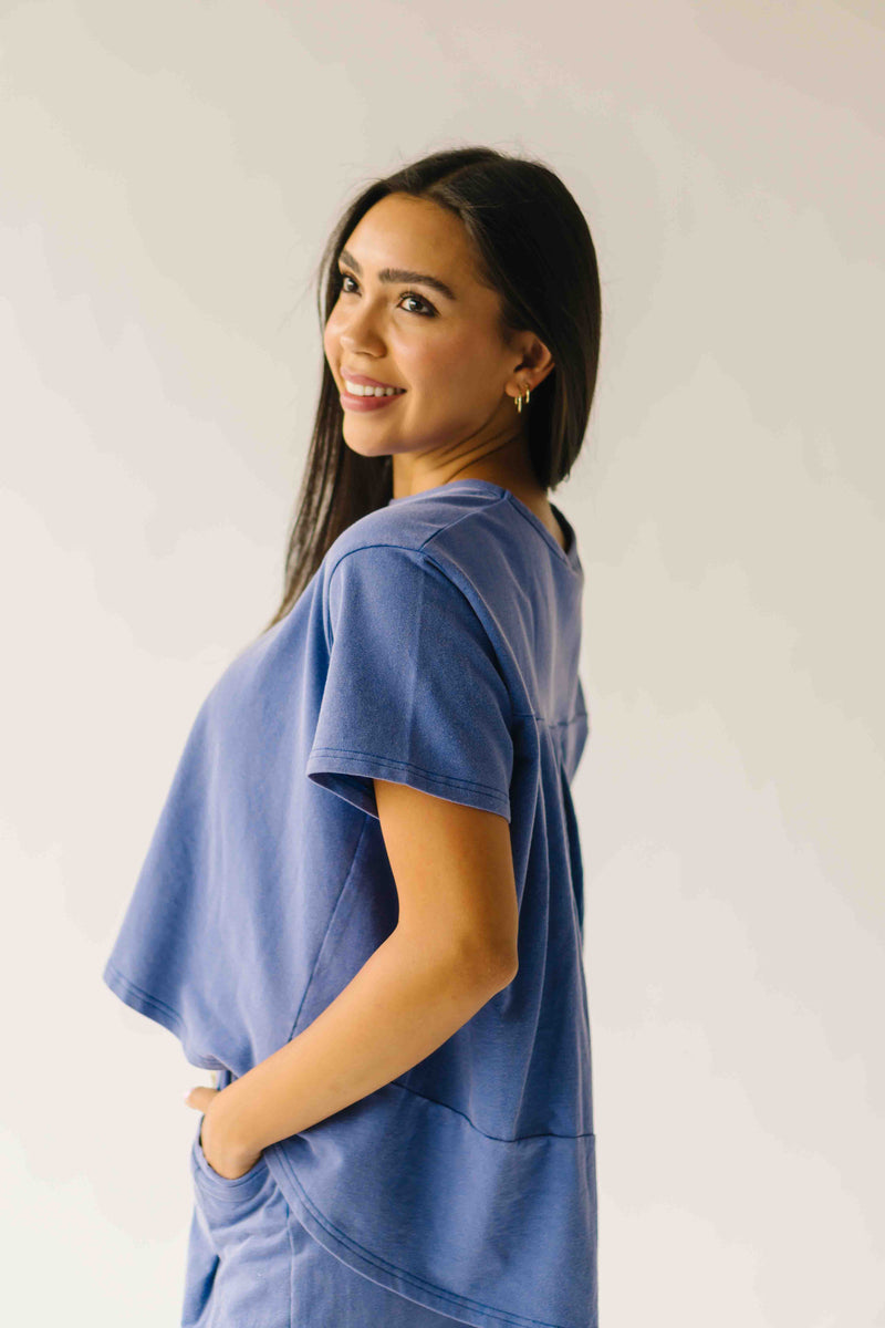 The Andy Washed Short Sleeve + Pleated Pant Set in Slate Blue