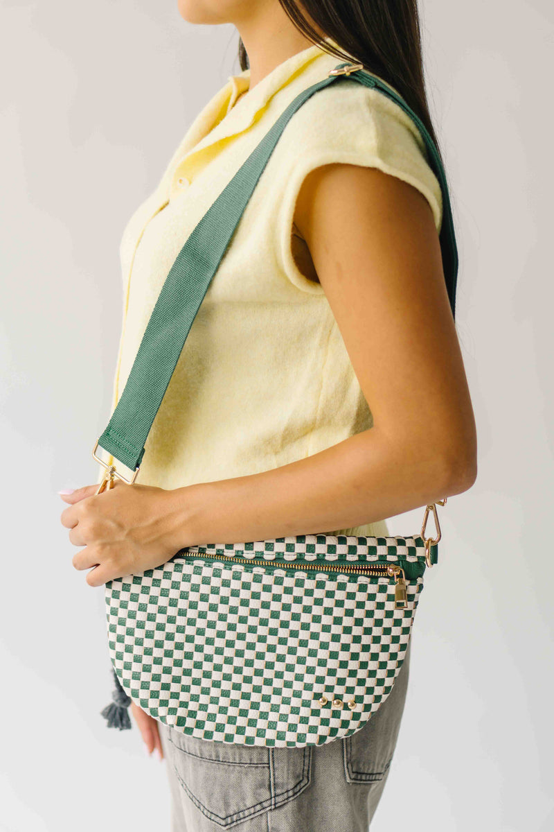 The Westlyn Woven Bag in Checkered Emerald