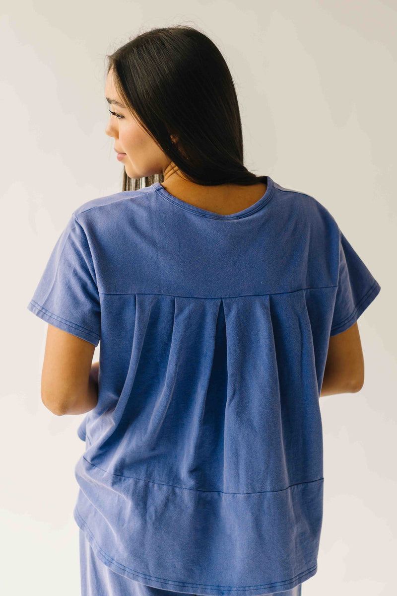 The Andy Washed Short Sleeve + Pleated Pant Set in Slate Blue