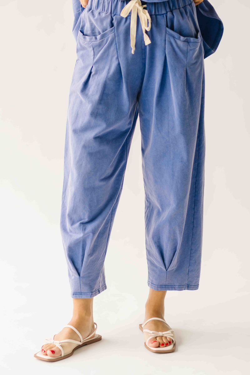 The Andy Washed Short Sleeve + Pleated Pant Set in Slate Blue