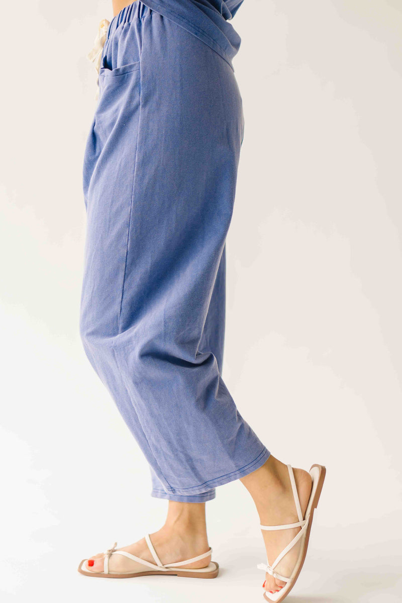 The Andy Washed Short Sleeve + Pleated Pant Set in Slate Blue