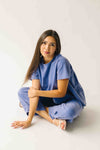 The Andy Washed Short Sleeve + Pleated Pant Set in Slate Blue