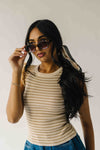 The Yara Ruffle Sleeve Knit Blouse in Light Khaki