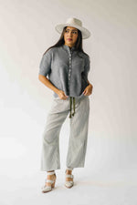 The Joanna Ribbed Short-Sleeved Cardigan in Heather Grey