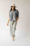 The Joanna Ribbed Short-Sleeved Cardigan in Heather Grey