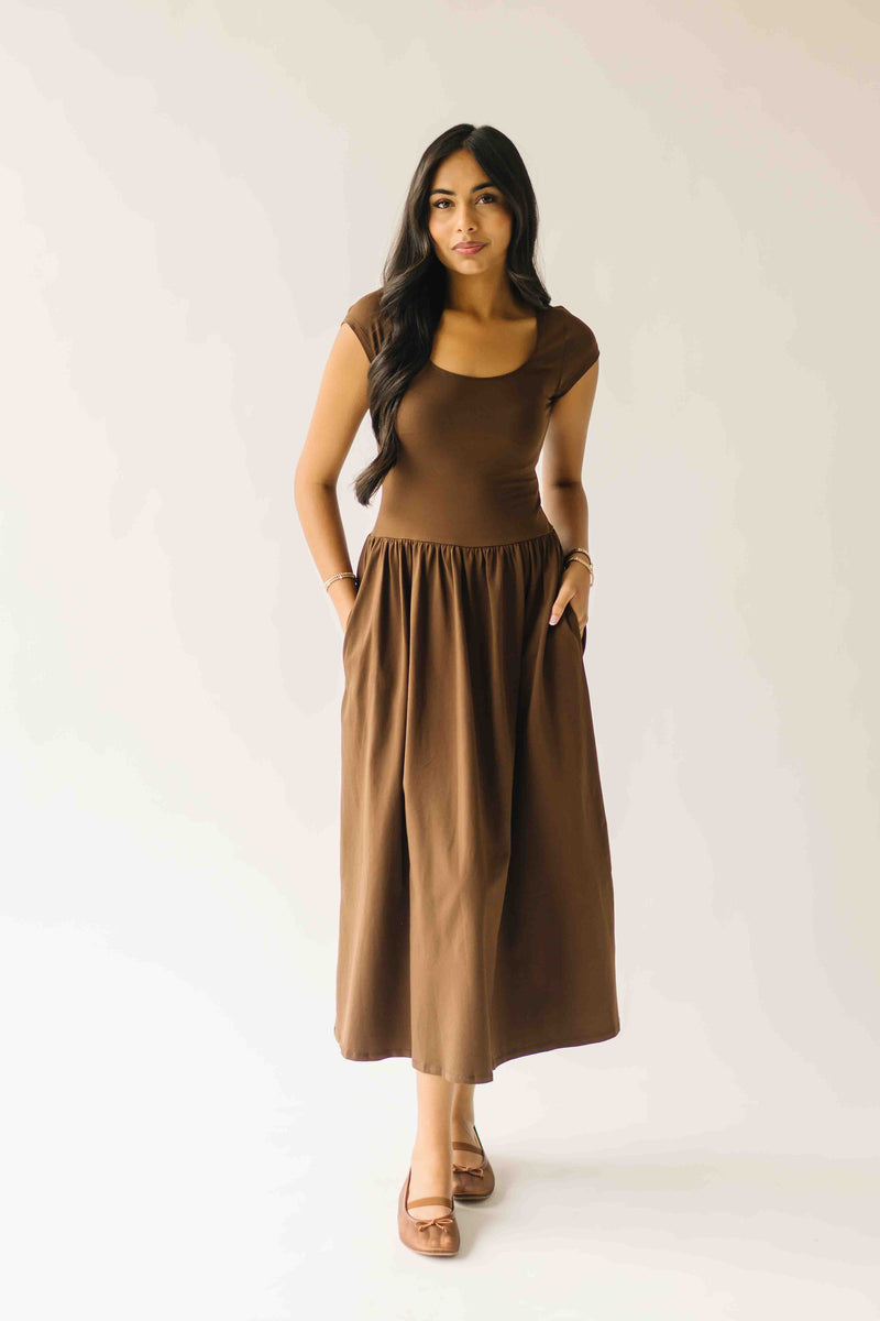 The Rivka Knit Midi Dress in Brown