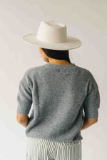 The Joanna Ribbed Short-Sleeved Cardigan in Heather Grey