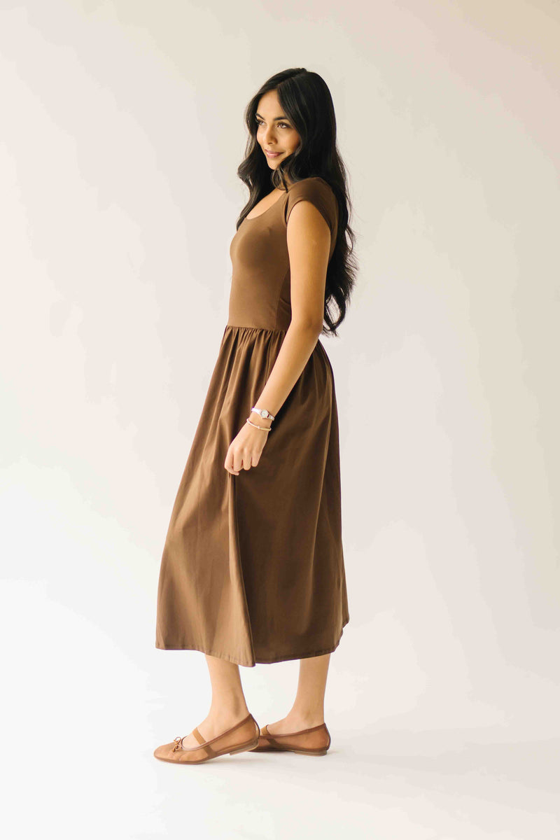 The Rivka Knit Midi Dress in Brown