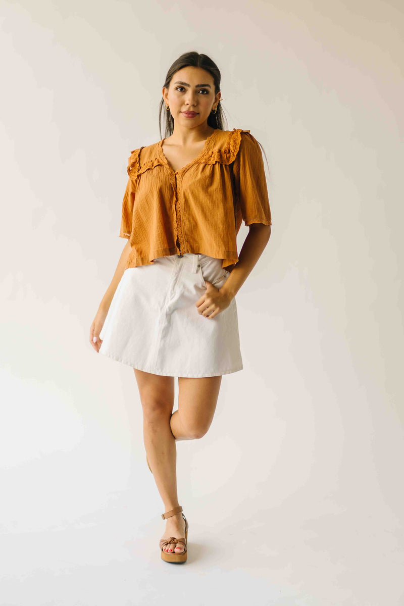 The Morgana Lace Detail Blouse in Caramel