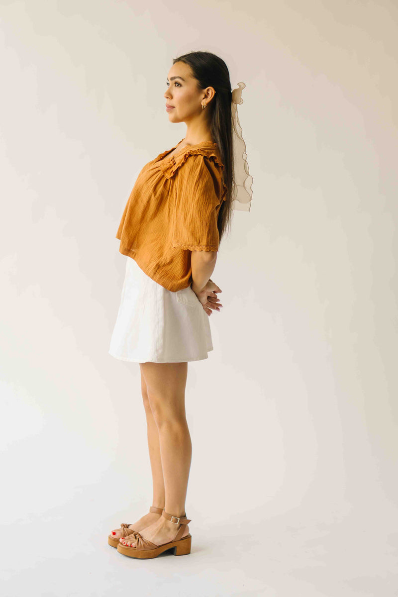 The Morgana Lace Detail Blouse in Caramel