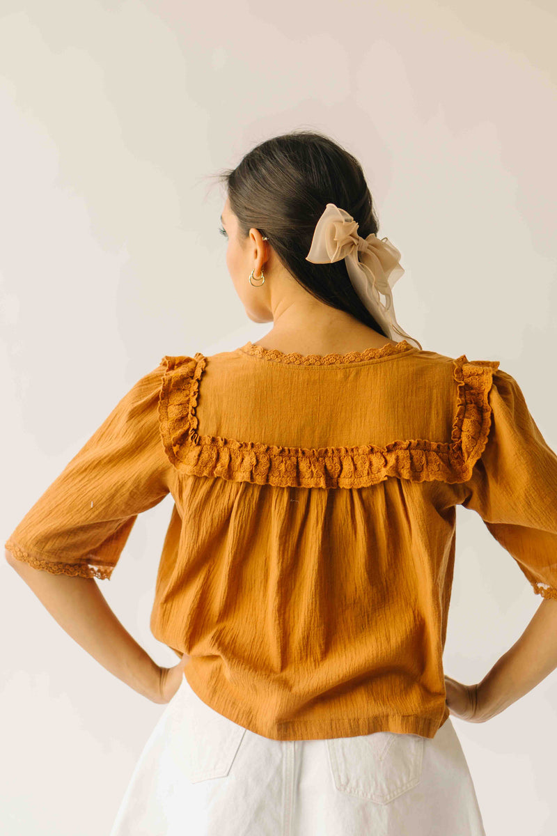 The Morgana Lace Detail Blouse in Caramel